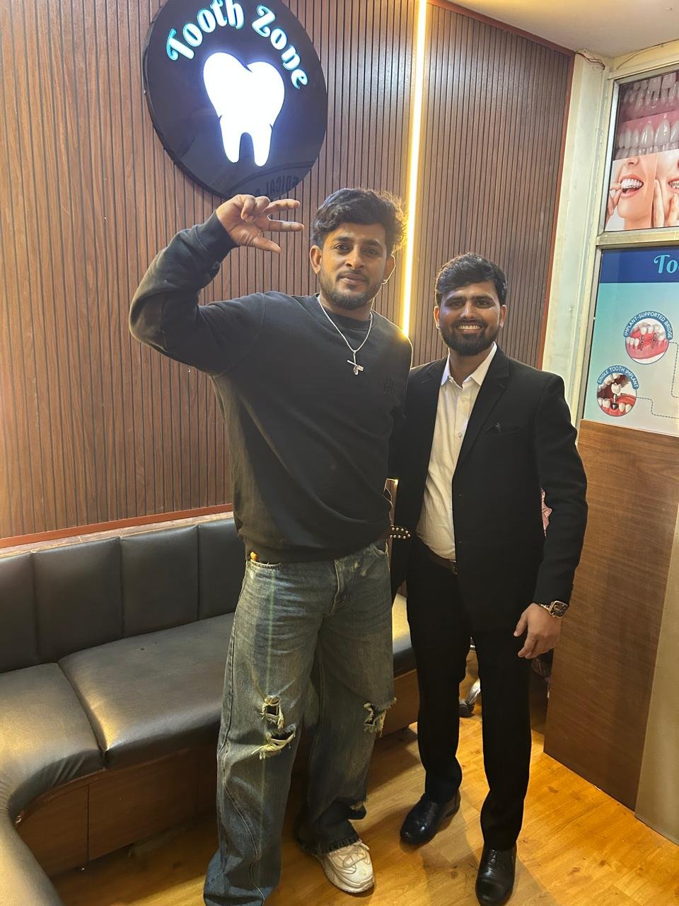 Dr. Parvez Musharraf with a celebrity guest at Tooth Zone