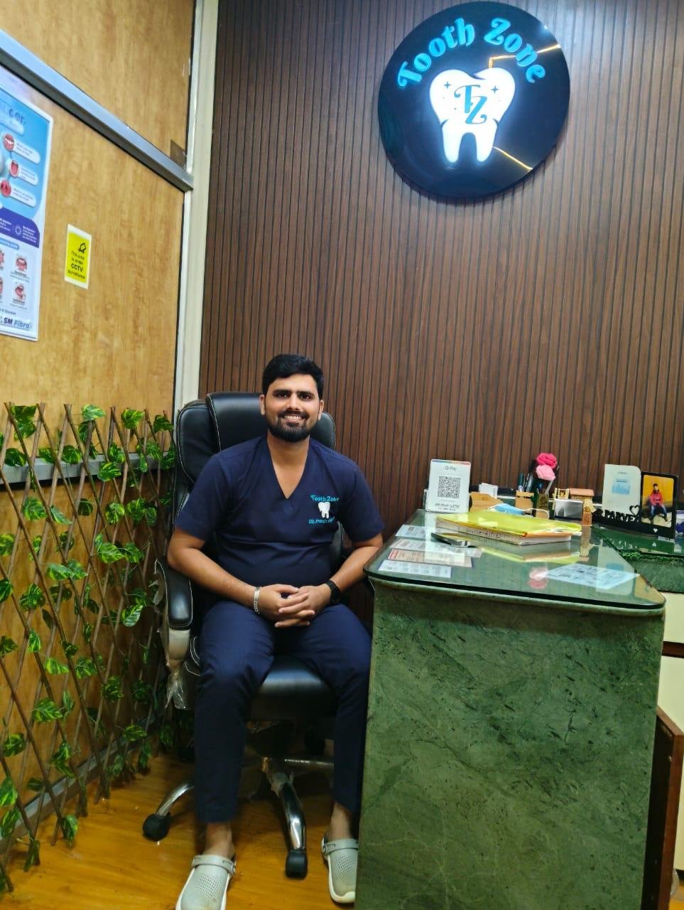 Dr. Parvez Musharraf welcoming a guest at Tooth Zone